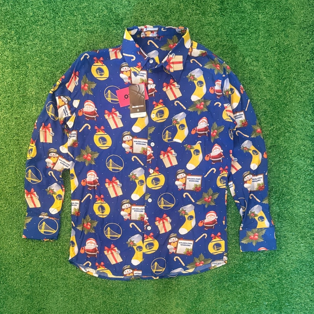 MENS FOCO NBA GS WARRIORS FLORAL WINTER S BUTTON-UP SHIRT